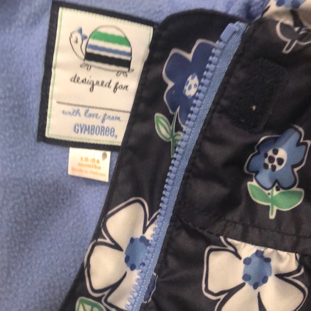 Gymboree Girls Blue Floral Raincoat 12-24 months. - Picture 4 of 4
